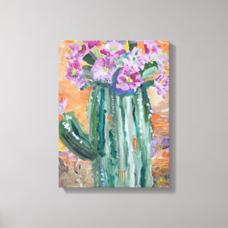Impressão Em Tela Pôr do Sol do Cacto Saguaro em Flor