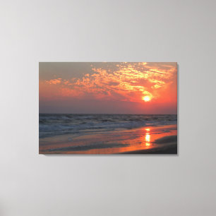 Impressão Em Tela Por do sol do oceano - ilha do carvalho, NC