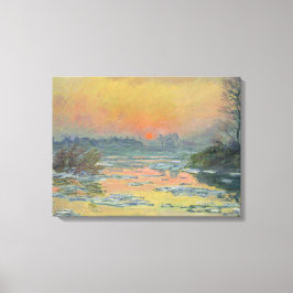 Impressão Em Tela Pôr do sol do rio Sena no inverno (Claude Monet)