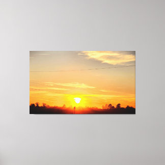Impressão Em Tela Pôr do Sol Dourado Sobre Árvores Silhuetadas