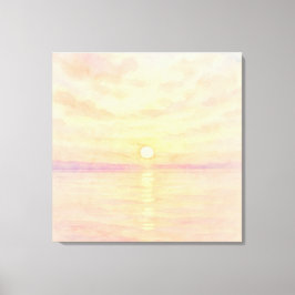 Impressão Em Tela Pôr do sol em estilo aquarela sobre a arte do mar