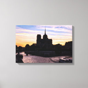 Impressão Em Tela Pôr do sol em Notre Dame de Paris