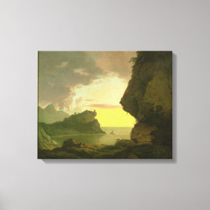 Impressão Em Tela Por do sol na costa perto de Nápoles, c.1785-90