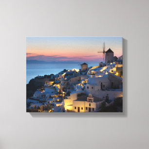 Impressão Em Tela Por do sol na piscina de Oia
