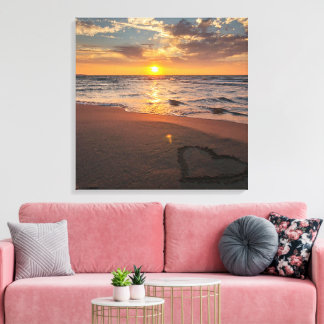 Impressão Em Tela Pôr do Sol na Praia Arte de Parede em Tela |Horizo