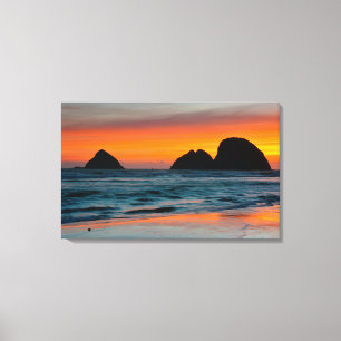 Impressão Em Tela Pôr do sol, pilhas de mar, Oceanside, Oregon, EUA