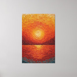 Impressão Em Tela Pôr do Sol Radiante Sobre a Água Texturizado Arte