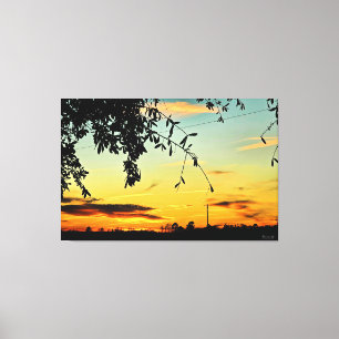 Impressão Em Tela Pôr do Sol Sereno Sobre a Campina