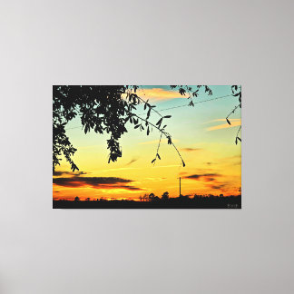Impressão Em Tela Pôr do Sol Sereno Sobre a Campina