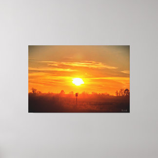 Impressão Em Tela Pôr do Sol Sereno Sobre Campos Abertos