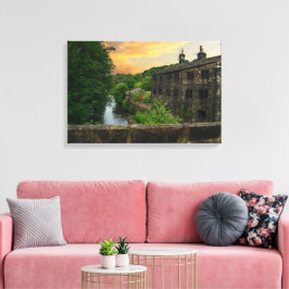 Impressão Em Tela Pôr do sol sobre a ponte Hawksclough, Mytholmroyd