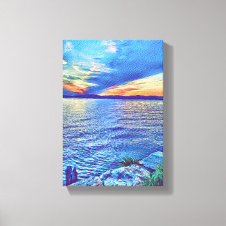 Impressão Em Tela Pôr do sol sobre a ponte Tappan Zee em Nova Iorque