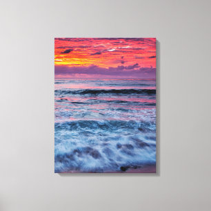 Impressão Em Tela Pôr do sol sobre as ondas do oceano, Califórnia