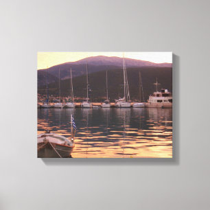 Impressão Em Tela Por do sol sobre barcos de Sami (Kefalonia)