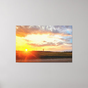 Impressão Em Tela Pôr do Sol Sobre Campos Abertos