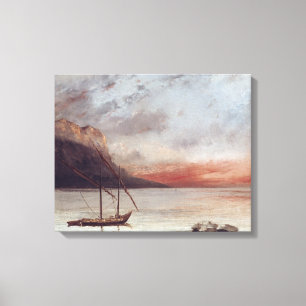 Impressão Em Tela Por do sol sobre o lago Leman, 1874