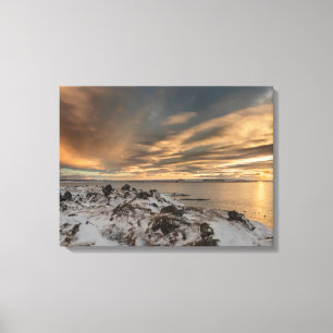 Impressão Em Tela Pôr do sol sobre o lago Myvatn, Islândia
