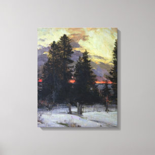Impressão Em Tela Por do sol sobre uma paisagem do inverno, c.1902