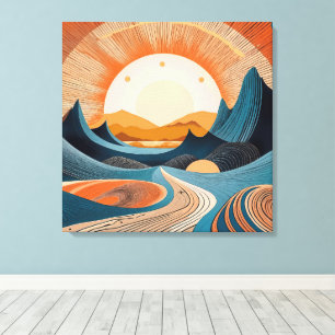 Impressão Em Tela Pôr do Sol Surreal no Deserto Abstrato