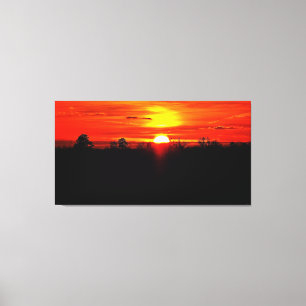 Impressão Em Tela Pôr do Sol Vibrante Sobre o Horizonte da Floresta
