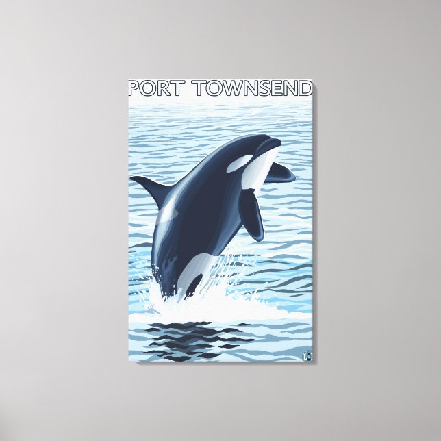 Impressão Em Tela Port Townsend, Washington Orca Jumping (Frente)