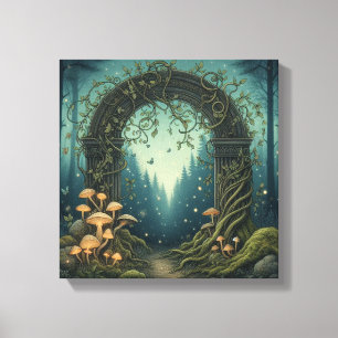 Impressão Em Tela Portal de Cogumelo Brilhante na Floresta Indigo do