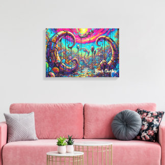 Impressão Em Tela Portal de Paisagem de Sonho Surrealista Colorida F