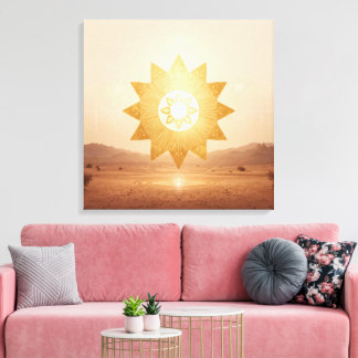 Impressão Em Tela Portal Solar Cósmico Arte Boho de Parede | Mandala