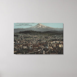 Impressão Em Tela Portland, Oregon - vista do centro com Mt