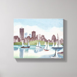 Impressão Em Tela Porto de Boston | Aquarela de Boston Massachusetts