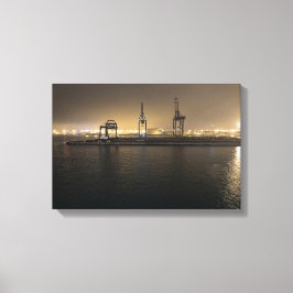 Impressão Em Tela Porto de Hull à Noite – Docklands Industriais