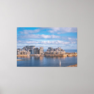 Impressão Em Tela Porto de Sliema e arranha-céus em Malta