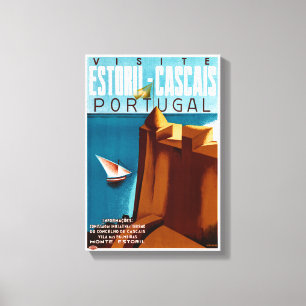 Impressão Em Tela Portugal Estoril Viagens vintage Poster Restaurado