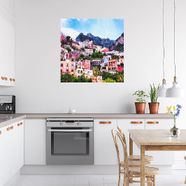 Impressão Em Tela Positano Colorida, Itália