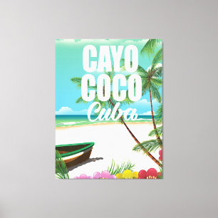 Impressão Em Tela Poster cubano das férias da praia dos Cocos de