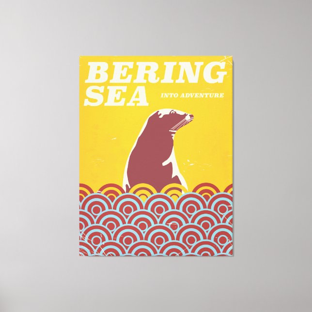 Impressão Em Tela Poster da aventura do Bering Sea estilo 1970 (Frente)