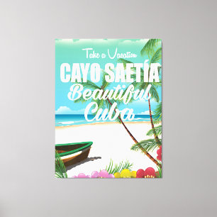 Impressão Em Tela Poster das férias da praia de Cayo Saetía Cuba