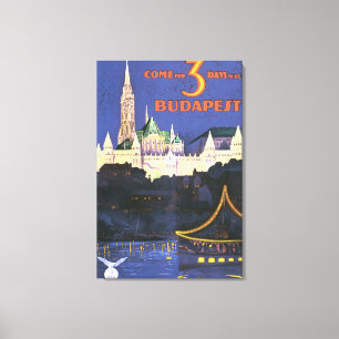 Impressão Em Tela Poster das viagens vintage de Budapest