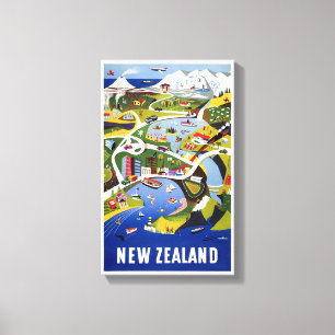 Impressão Em Tela Poster das viagens vintage de Nova Zelândia