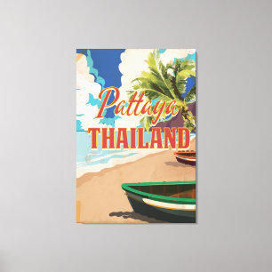 Impressão Em Tela Poster das viagens vintage de Pattaya Tailândia