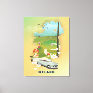 Impressão Em Tela Poster das viagens vintage do mapa de Ireland