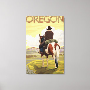 Impressão Em Tela Poster das viagens vintage do vaqueiro a cavalo