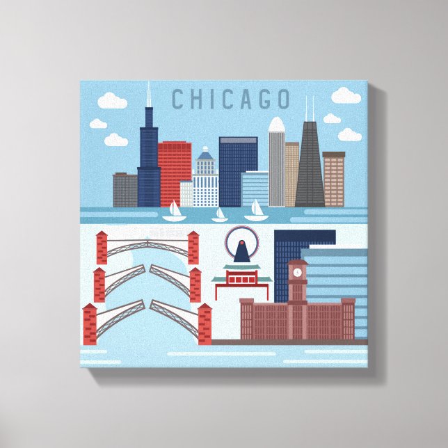 Impressão Em Tela Poster de Chicago Illinois (Frente)