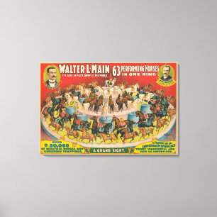 Impressão Em Tela Poster De Circo De 63 Cavalos Executantes Num Anel