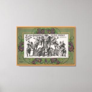 Impressão Em Tela Poster De Circo De Instrumentos De Jogada De Elefa