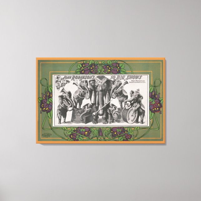 Impressão Em Tela Poster De Circo De Instrumentos De Jogada De Elefa (Frente)