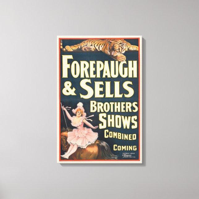 Impressão Em Tela Poster De Circo De Tigre E Mulher Em Horseback (Frente)
