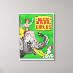 Impressão Em Tela Poster de Circo Mostrando A Uma Mulher Um Elefante