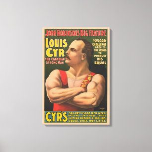 Impressão Em Tela Poster de Circo Mostrando Louis Cyr Com Braços Cru
