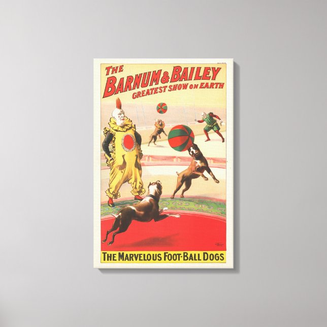 Impressão Em Tela Poster de Circo Mostrando Palhaços Com Cães Execut (Frente)